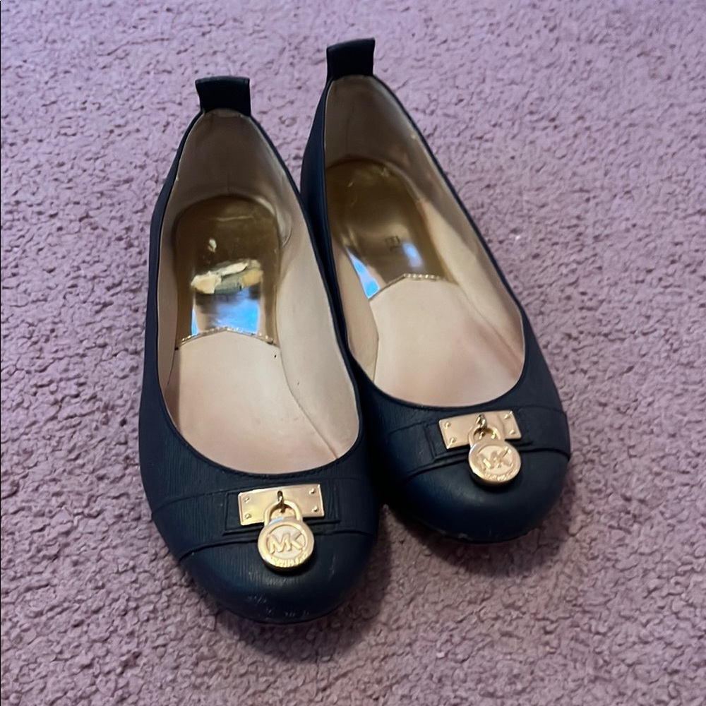 Michael Kors BLUE Ballet Flats with Gold Accents